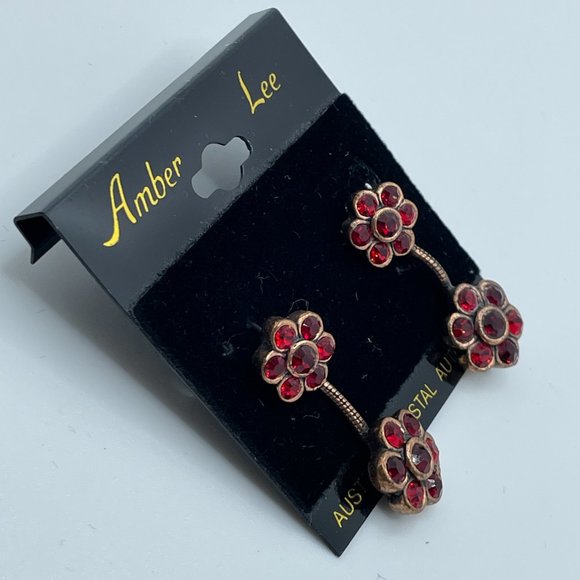 Red Gemstone Flower Earrings for pierced ears - Really cute - Picture 4 of 9